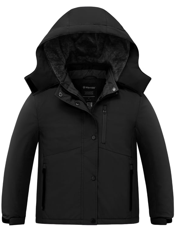 Girl's Ski Coat Windproof Snowboard Jacket Waterproof Jacket Winter Jacket Black 10/12