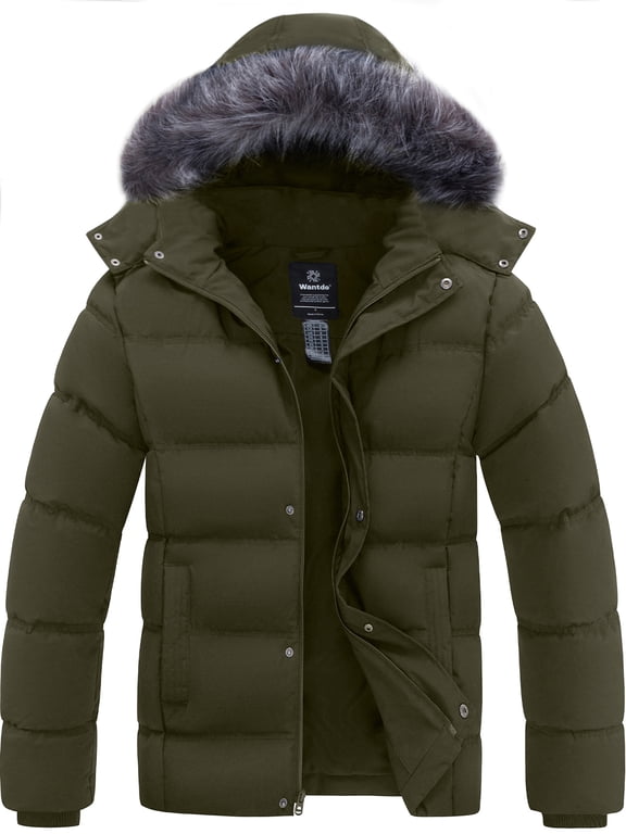 Men's Big and Tall Jacket Padded Winter Coat Heavyweight Puffer Jacket Army Green 3XL
