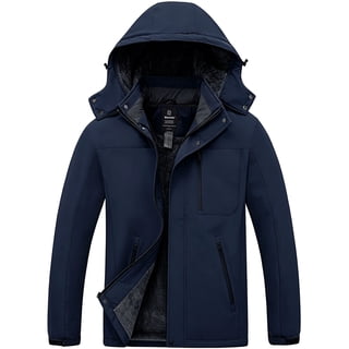 Wantdo Men's Snow Jacket Waterproof Jacket Quilted Winter Parka Warm Outerwear Jacket Navy M