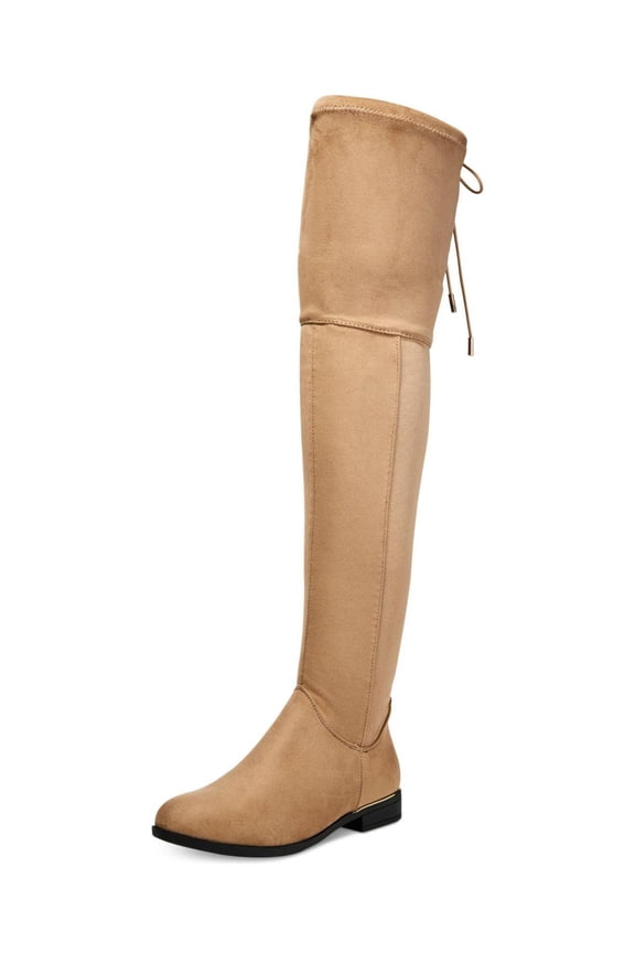 Cordele Taupe Suede Fitted Over-the-Knee Stretchy Vegan Suede Boot (taupe, 6.5)
