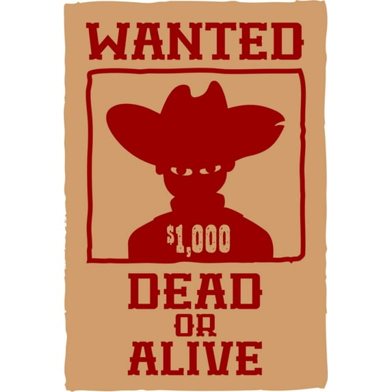 Wanted Dead Or Alive Picture Art - Living Room - Peel & Stick Sticker - Vinyl Wall Decal Size : 12 Inches X 18 Inches