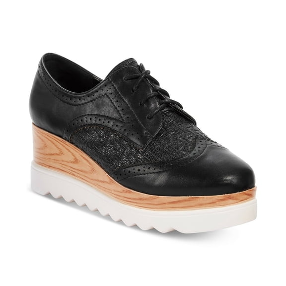 Wanted Gallaway Lace up Platform Wedge Oxford BLACK SZ 10M