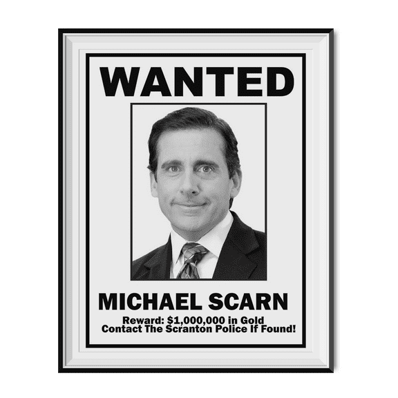 Wanted Michael Scarn Poster The Office TV Threat Level Midnight Sign Scott Gift