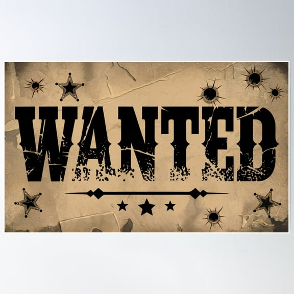 Wanted Poster Wall Art, Modern Wall Decor For Living Room Bedroom, 12x18 UNFRAMED
