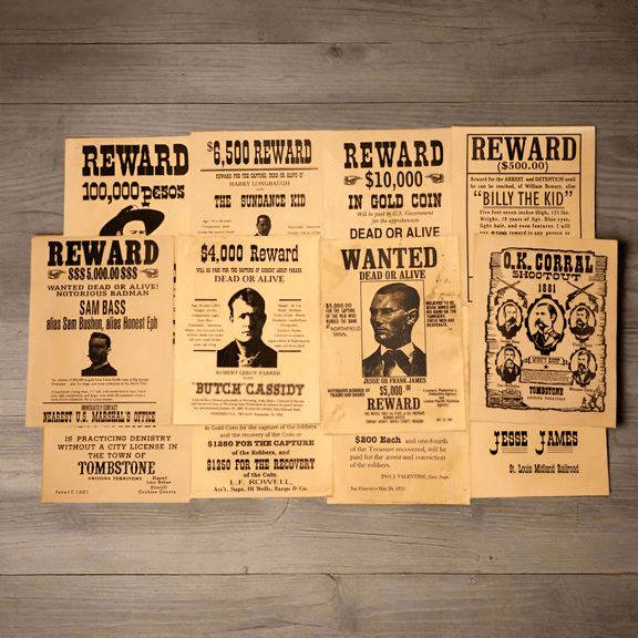 Wanted Posters Parchment With Antique Finish (Set of 12)