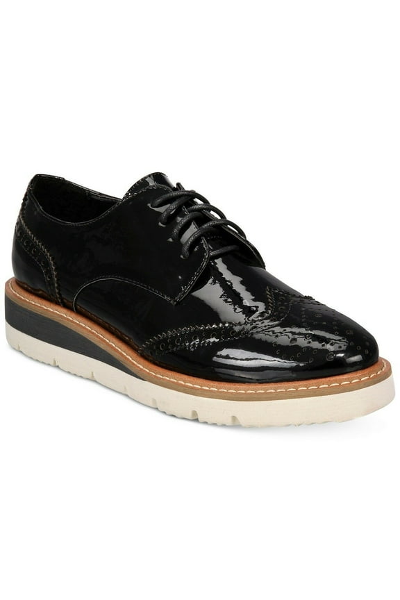 SHOES Downey Lace-Up Platform Flats BLACK PATENT SZ 6.5