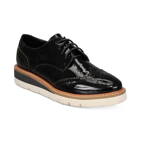 Wanted SHOES Downey Lace-Up Platform Flats BLACK PATENT SZ 8