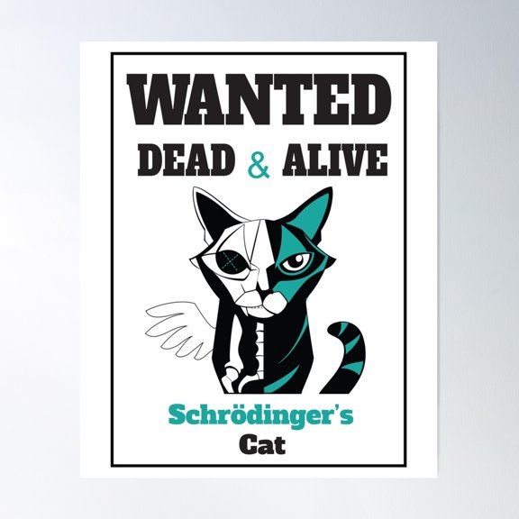 Wanted - Schrödinger'S Cat Poster Wall Art, Modern Wall Decor For Living Room Bedroom, 8x12 UNFRAMED