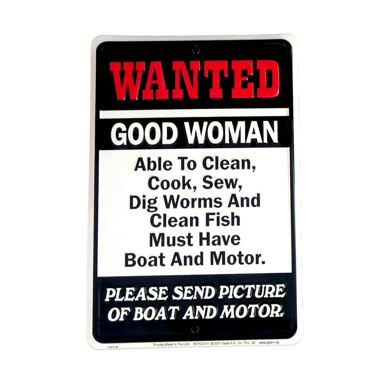 Funny Tin Metal Wanted Good Woman Fishing Gift Boat and Motor bar/Pub/Shop Wall Decor Funny Tin Metal Wanted Good Woman Fishing Gift Boat and Motor bar/Pub/Shop Wall Decor
