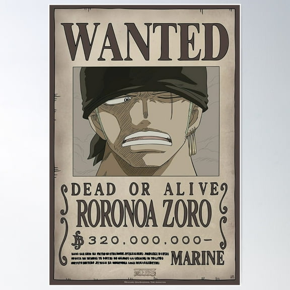 Wanted Zoro Poster Wall Art, Modern Wall Decor For Living Room Bedroom, 16x24 UNFRAMED