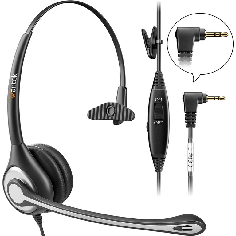Wantek 2.5mm Telephone Headset with Mic Noise Cancelling Office Phone Headset Compatible with AT T ML Panasonic Vtech RCA Uniden Cisco SPA Grandstream Polycom Cordless Dect Phones F600J25 Walmart