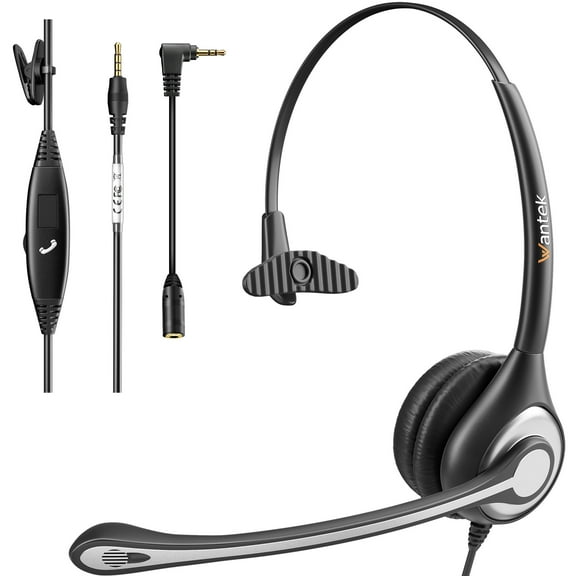 Wantek 3.5mm Jack Headset with Microphone for Voice Calls, Skype Webinars