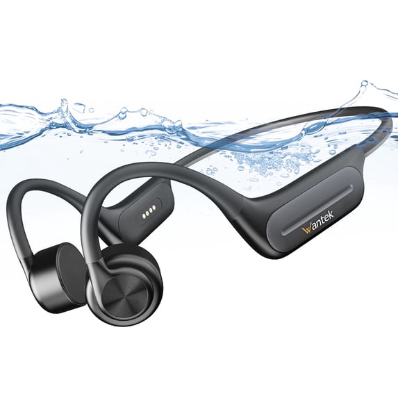 Wantek Bone Conduction Swim Headphones, Open Ear Wireless Bluetooth Headsets with 32GB MP3 Player, IP68 Headphones with Bluetooth 5.3 for Run, Hike