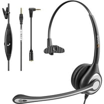Wantek Cell Phone Headset Mono with Noise Canceling Mic, Wired Computer Headphone for Laptop PC Mac Tablet with 3.5mm 2.5mm Jack