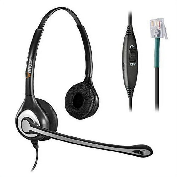 Wantek Corded Telephone Headset RJ9 w/Noise Cancelling Mic, Office Phone Headset Compatible with Polycom VVX310 VVX410 VVX411 Avaya 1416 Mitel 5330 ShoreTel 230 Plantronics S12 Allworx NEC(C