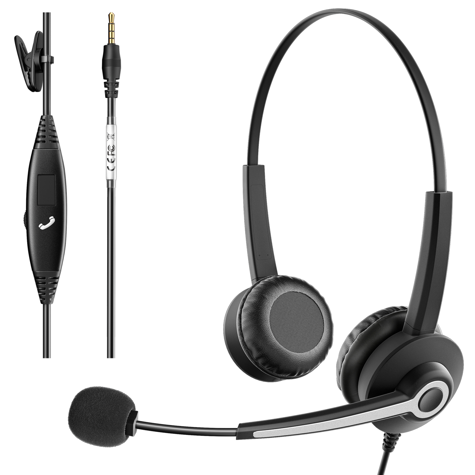 For PC Laptop Skype VOIP with Microphone Mic Headset Headphone Silver 3