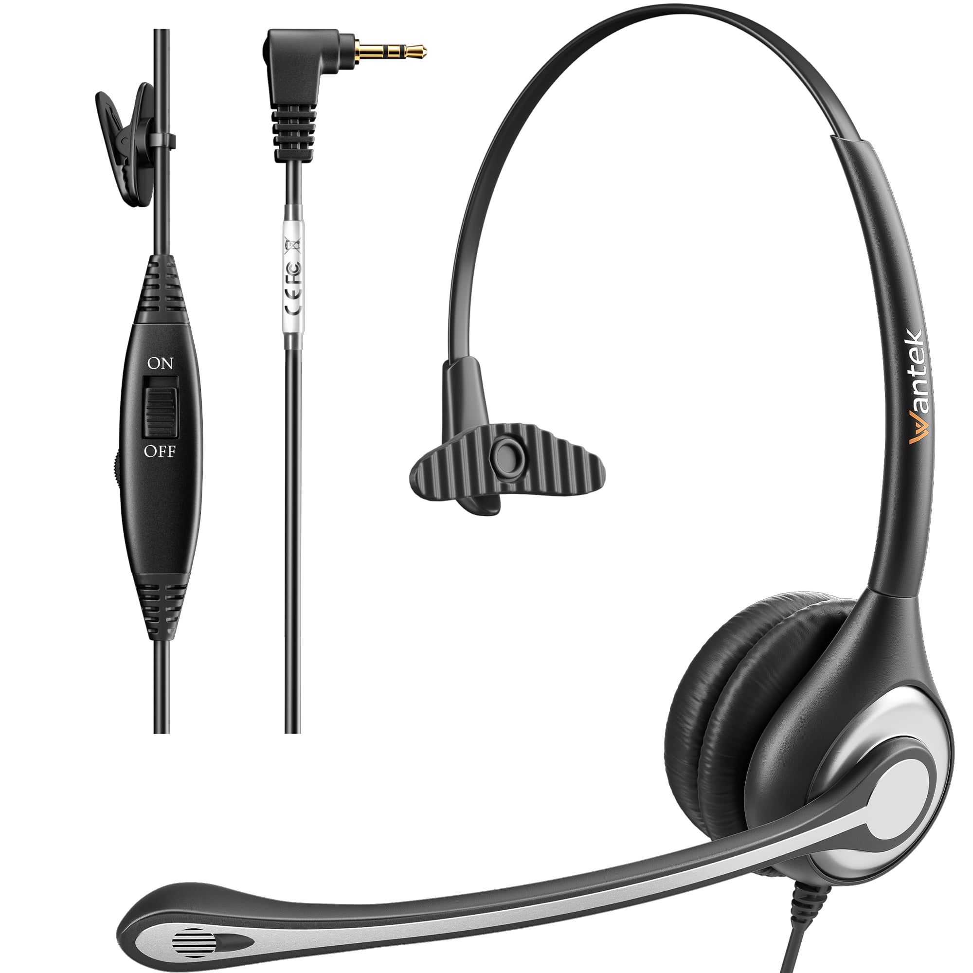 Wantek Phone Headset with Microphone Noise Cancelling, Telephone