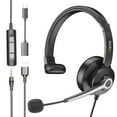 thumbnail image 1 of Wantek USB Headset with Microphone for PC,Laptop,3.5mm/USB/Type-C Jack 3-in-1 Computer Headset with Noise Cancelling & Audio Controls,USB Headphones for Call Center,Work,Office,Binaural, 1 of 6