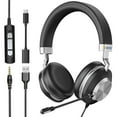 Wantek USB Headset with Microphone for PC,Laptop,3.5mm/USB/TypeC Jack