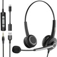 thumbnail image 1 of Wantek USB Over-Ear Computer Headset, Call Center Headphones with Mic & Mute, Black, 3.5mm/USB, 1 of 6