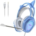 thumbnail image 1 of Wantek V10 Cat Ear Style Gaming Headset with comfortable fit and vibrant RGB lighting, Hi-Fi Sound - Blue, 1 of 6