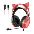 thumbnail image 1 of Wantek V10 Cat Ear Style Gaming Headset with comfortable fit and vibrant RGB lighting, Hi-Fi Sound - Red, 1 of 8