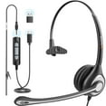 thumbnail image 1 of Wantek Wired USB Headset with Microphone for PC,Laptop,3.5mm/USB/Type-C Jack 3-in-1 Computer Headset with Noise Cancelling & Audio Controls,USB Headphones for Call Center,Work,Office,Mono, 1 of 9