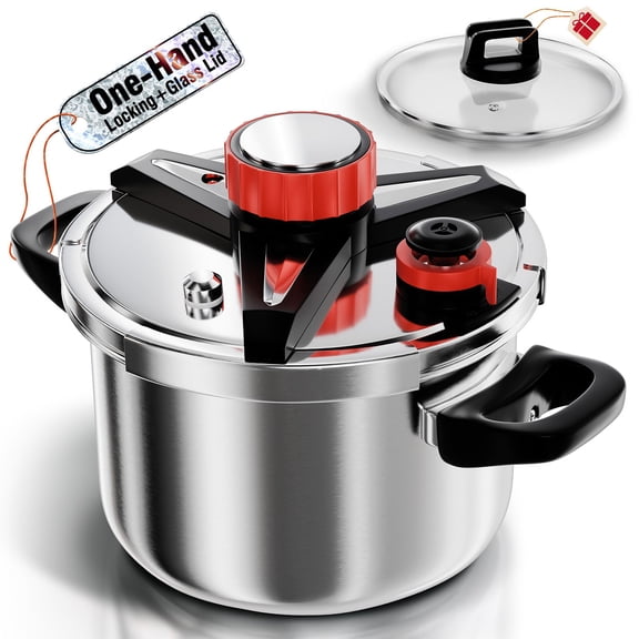Wantjoin Pressure Cooker,12 Quart Stainless Steel Pressure Cooker Compatible with Glass Lid,Protective Devices for Family ,Commercial Kitchen