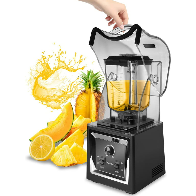 Wantjoin Professional Blender Commercial Soundproof Quiet blender Removable  shield for Crushing ice,smoothie,puree,Blender for kitchen 