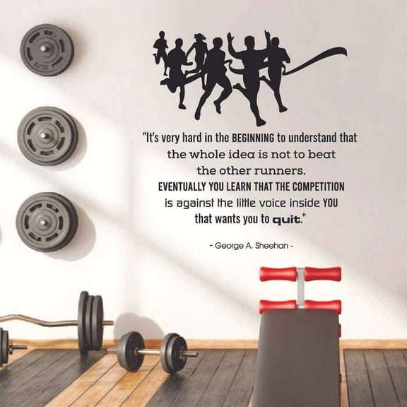 Wants You To Quit Marathon Running Motivation Quote Wall Sticker Art Decal for Girls Boys Room Bedroom Gym Studio Garage House Fun Home Decor Stickers Wall Art Vinyl Decoration Size (10x10 inch)