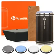 Wanttik Upgraded Longer Rolling Knife Sharpener Kit, Roller Knife Sharpener with Leather Strop, 4PCS Replaceable Honing Discs, 15 , 18 , 20 , and 22  Longer Angle Base, RS3 Black
