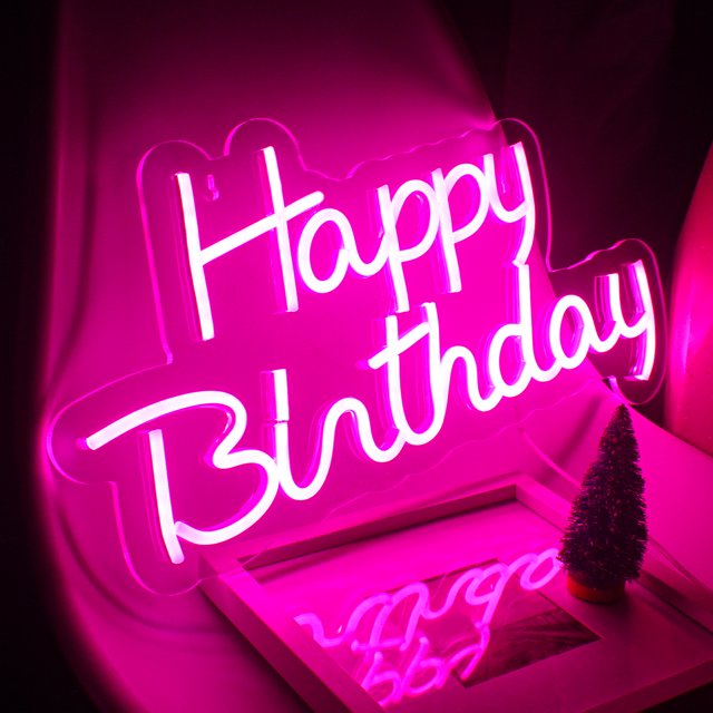 Wanxing Happy birthday LED Neon Light Signs USB Powered for Home Bar