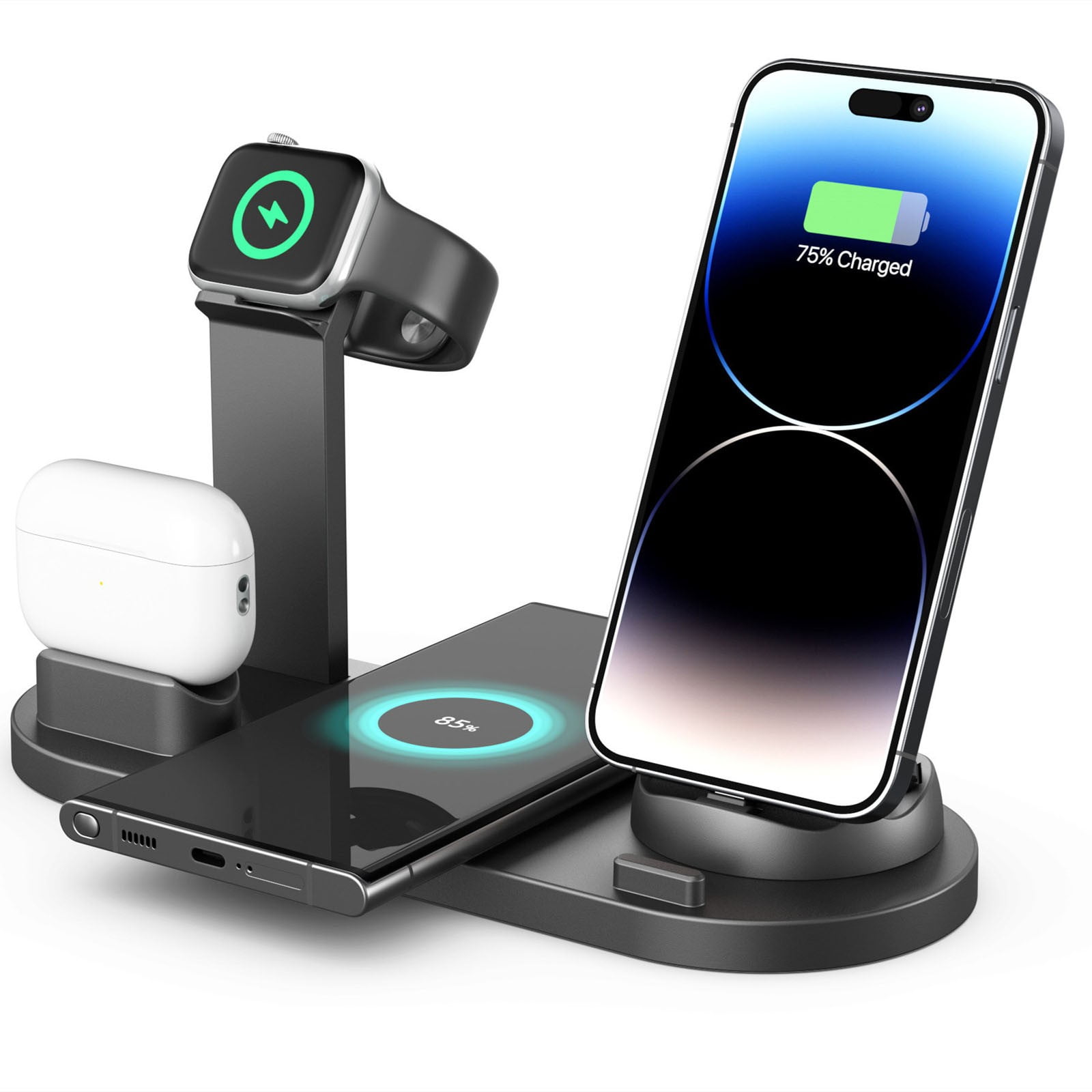 Wanyng 6 in 1 Wireless Charging Station 15W Fast Charging Stand for