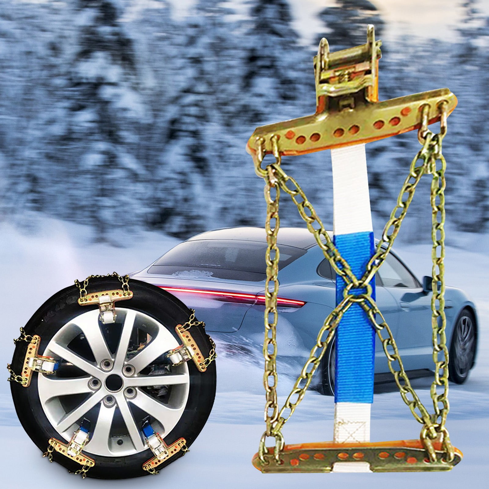 Snow Chains,Anti-Slip Car Chains Snow Chains - 8 Pack Snow Chains for Car  for Tire Width 165-275mm(6.4-10.9inch), Adjustable Universal Thickening
