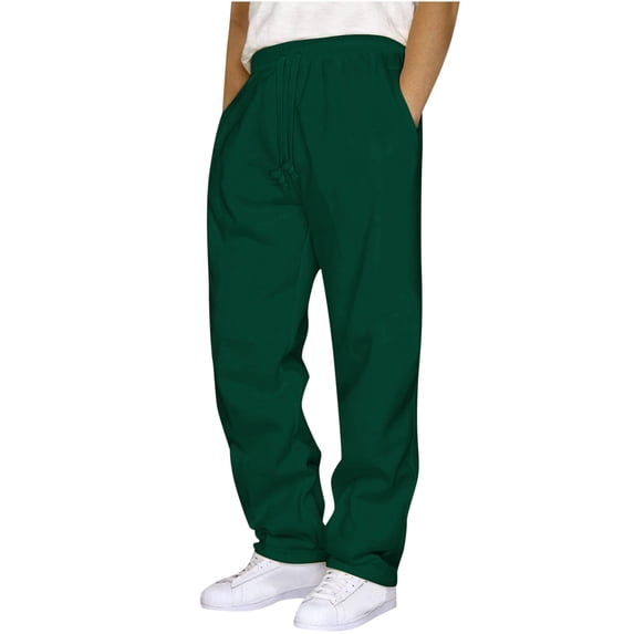 WGIZCVO Mens Sweatpants Loose Straight Leg Open Bottom Joggers Elastic Waist Drawstring Casual Athletic Pants with Pocket