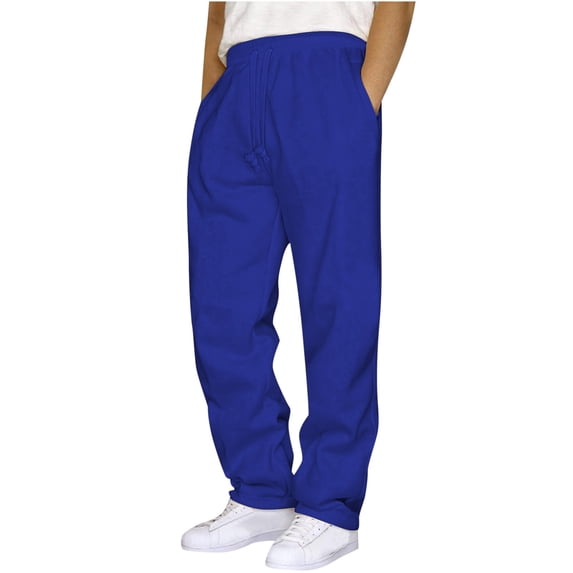 WGIZCVO Mens Sweatpants Loose Straight Leg Open Bottom Joggers Elastic Waist Drawstring Casual Athletic Pants with Pocket