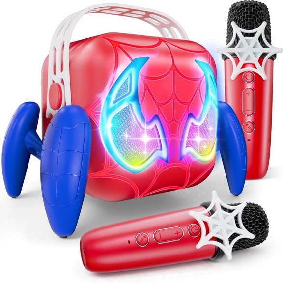 Waopuil Kids' Karaoke Machine with 2 Microphones, Spider Toy Mini Karaoke Machine, Birthday Gifts for Girls and Boys