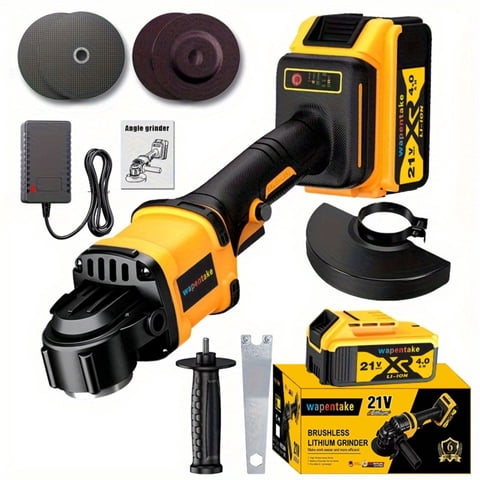 Wapentake 21V Cordless Angle Grinder, 4.0Ah Battery Fast Charger