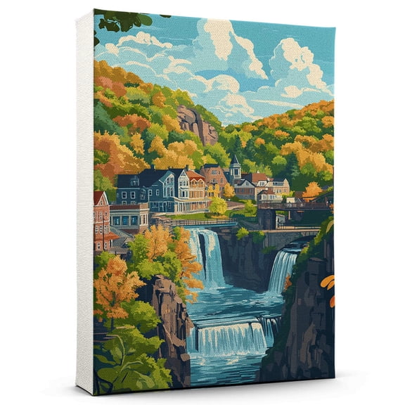 Wappingers Falls Vintage Travel Canvass, New York Canvas Wall Art, Wappingers Falls Canvas Wall Art, New York Wall Art Picture Print Decor - 105AZ1466