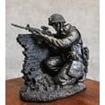 thumbnail image 1 of War Battlefield Kneeling Soldier Taking Cover With Rifle Gun And Gears Statue, 1 of 8