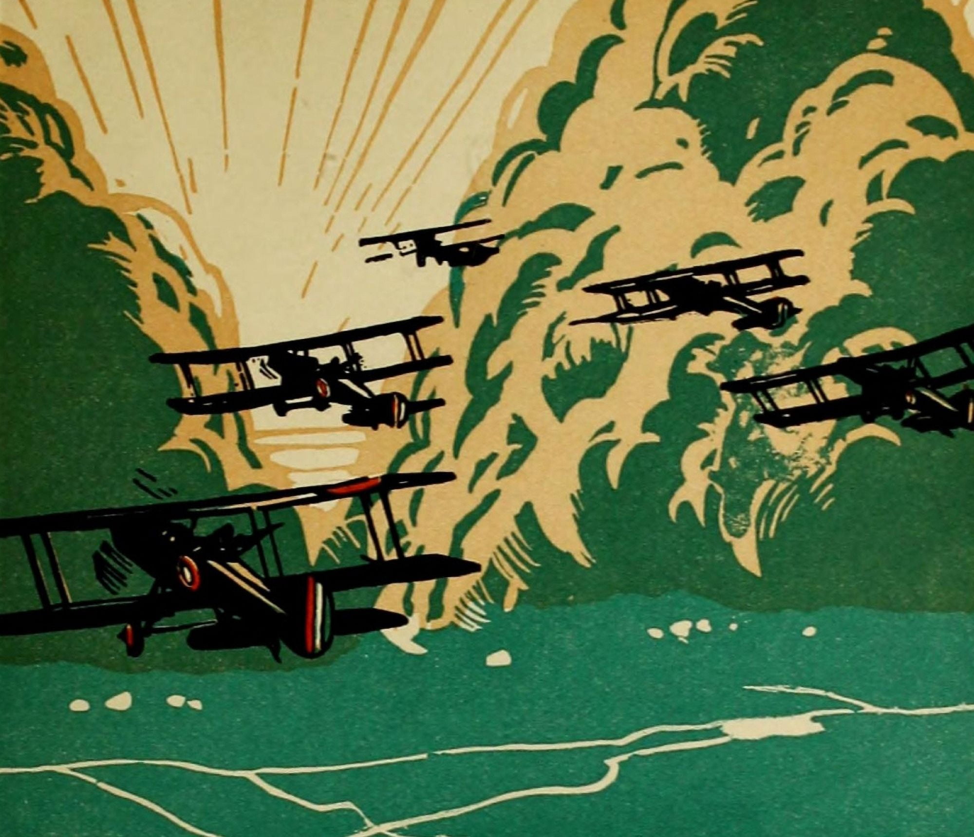 War Birds c1918 Flying fighter-planes Canvas Art - Clayton Knight (18 x 24)