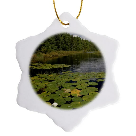 3drose, War Club Lake, Voyageurs National Park, Minnesota - Us24 Rkl0044 - Raymond Klass, 3 inch Snowflake Porcelain Ornament
