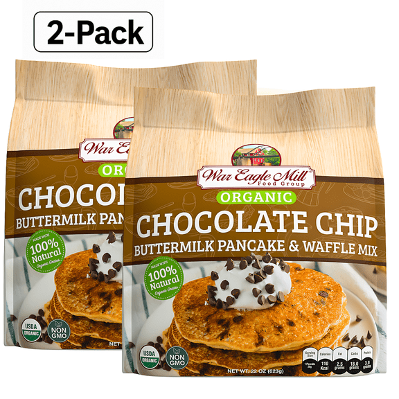 War Eagle Mill Organic Chocolate Chip Buttermilk Pancake & Waffle Mix, 2-pack, 22 oz.