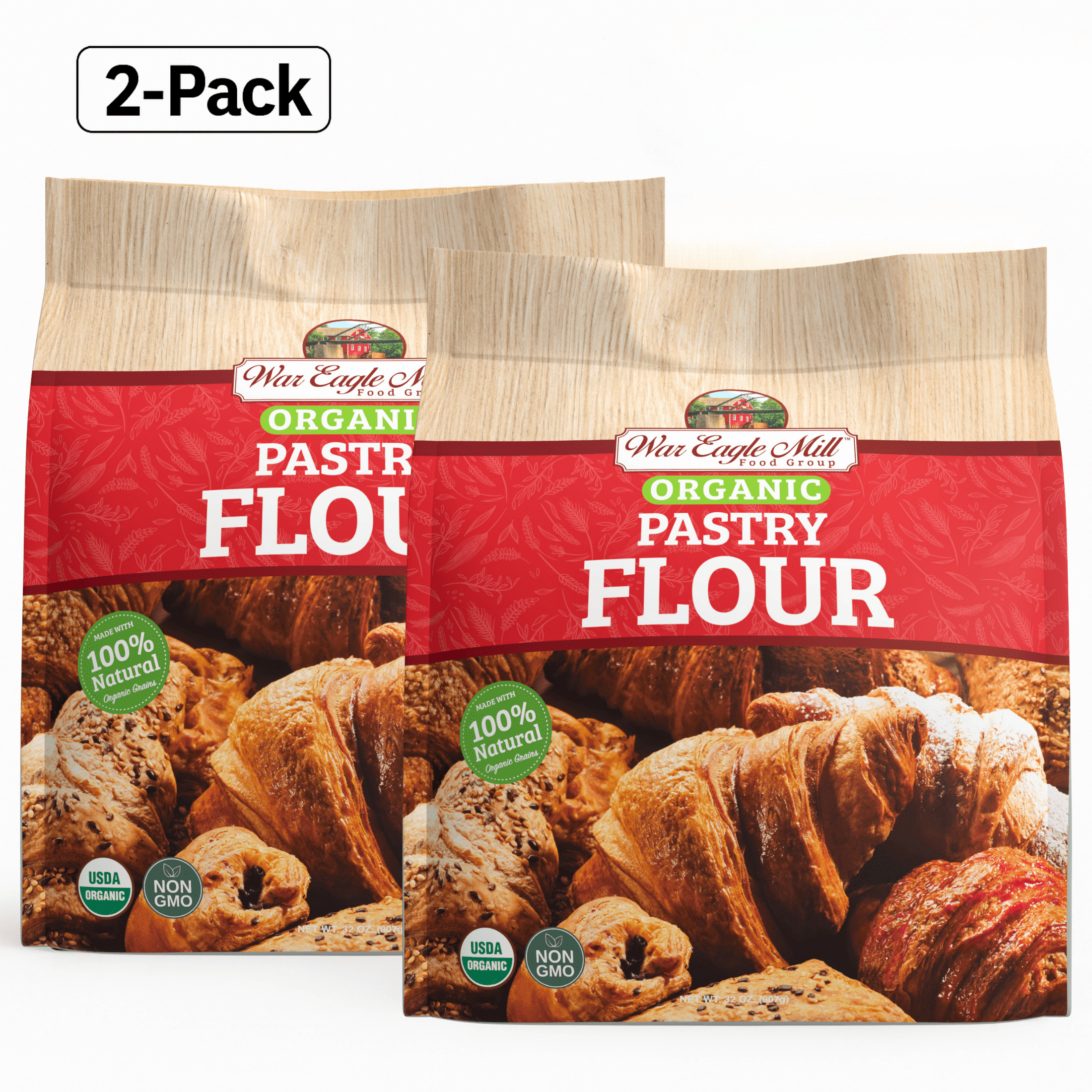 Organic Pastry Flour by War Eagle Mill, 32 oz Bags, 2-pack