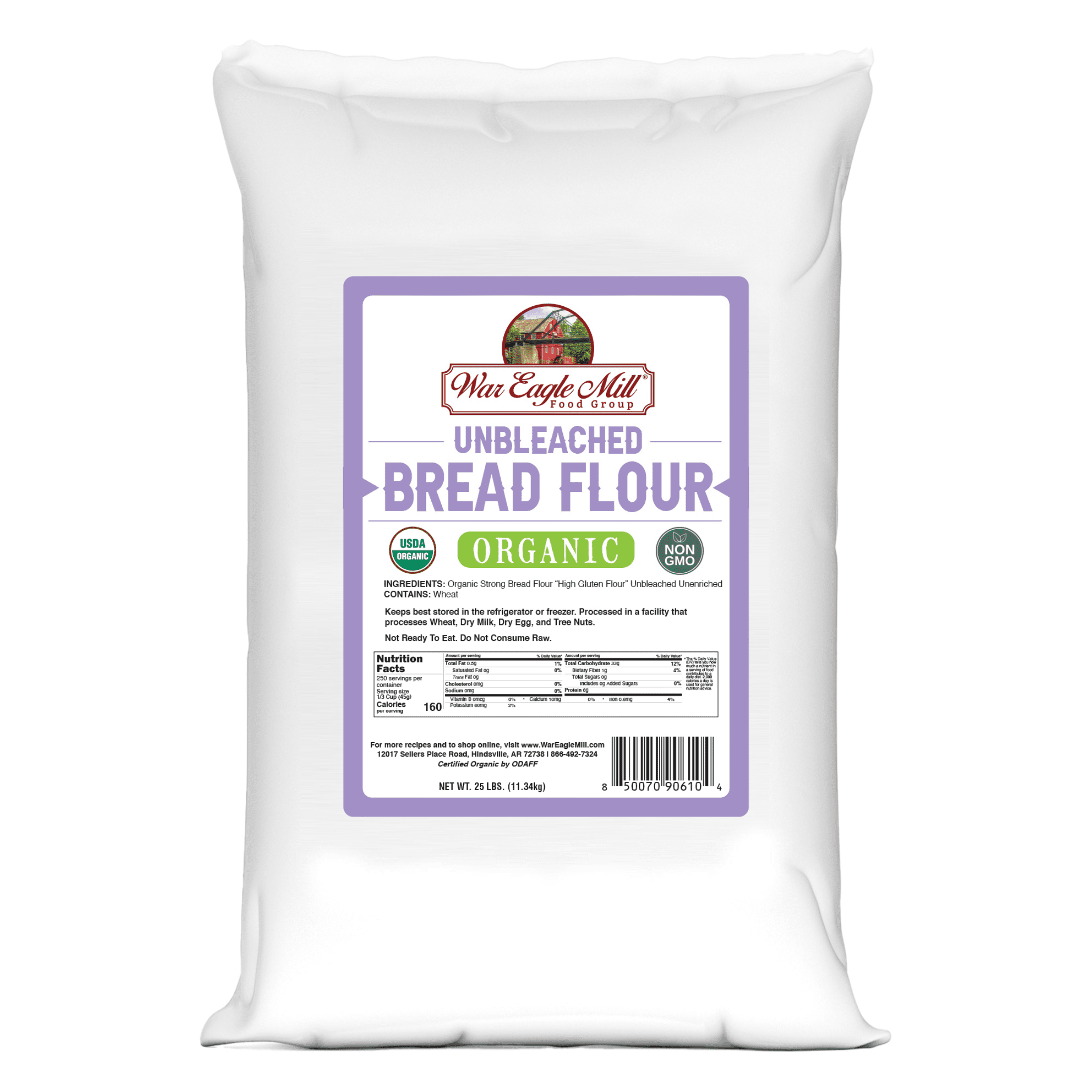 War Eagle Mill Organic Unbleached Bread Flour, 25 lb Bag