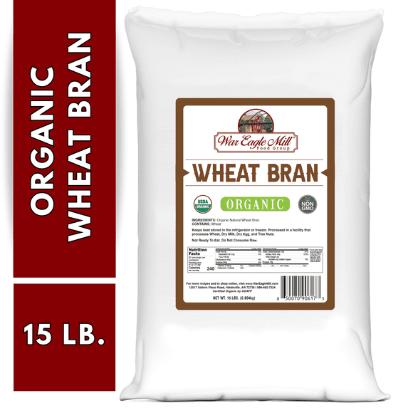 War Eagle Mill USDA Organic, Non-GMO Wheat Bran, 15 lb Bag