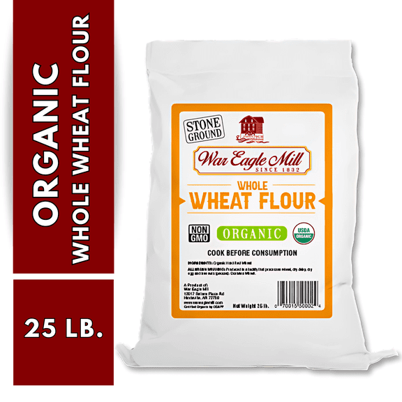 War Eagle Mill Organic Whole Wheat Flour, 25 Pound Bag