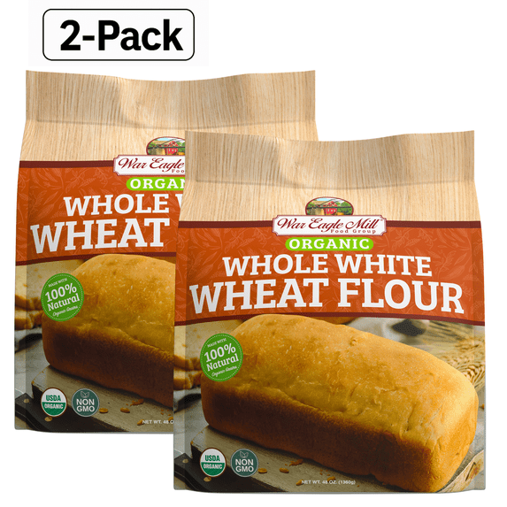War Eagle Mill Organic Whole White Wheat Flour, 48 oz Bags (2 pack)