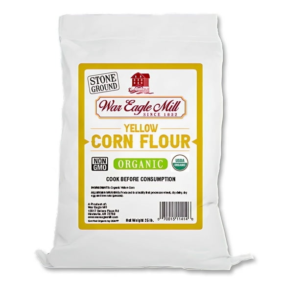 War Eagle Mill Organic Yellow Corn Flour, 25 lb Bag, Bulk
