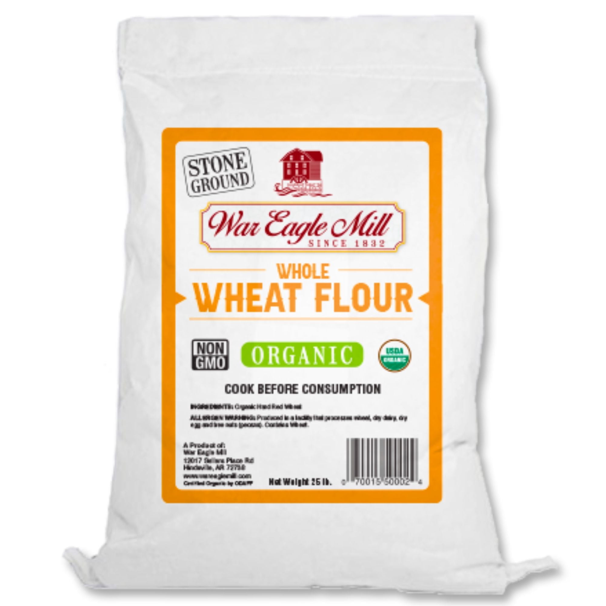 War Eagle Mill Organic Whole Wheat Flour, 25 Pound Bag
